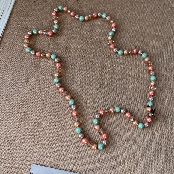 Heidi Daus NWT glass pearl bead multicolor long lanyard necklace wrap beachy - Picture 3 of 7